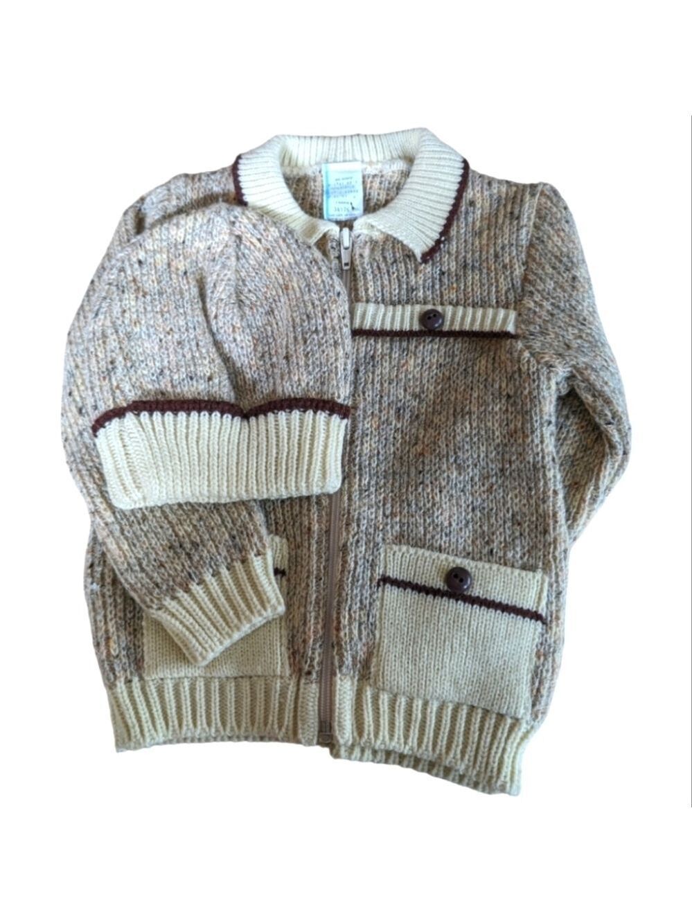 Vintage Toddler Zip up sweater & beanie set 3T NWOT